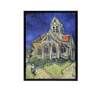 Artery8 The Church at Auvers Oil Painting Black Framed Canvas Wall Art 24X32 Artwork By Van Gogh : Rural Church Landscape Perfect For Hallway Or Study Evoking Faith Architecture And Countryside Calm