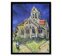 Artery8 The Church at Auvers Oil Painting Framed Wall Art Print A4 Artwork By Van Gogh : Rural Church Landscape Perfect For Hallway Or Study Evoking Faith Architecture And Countryside Calm
