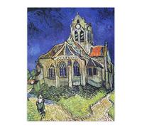 Artery8 The Church at Auvers Oil Painting Van Gogh Wall Art Print Poster in Blue | Size: W12" x H16" Artery8 Blue W12" x H16"
