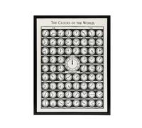 Artery8 The Clocks of the World from Medicology 1910 Black Framed Canvas Art in White | Size: W12" x H16" Artery8 White W12" x H16"