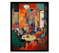 Artery8 The Cocktail Party Modern Colourful Abstract Kitsch Artwork Framed Wall Art Print A4