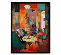 Artery8 The Cocktail Party Modern Colourful Abstract Kitsch Artwork Framed Wall Art Print A4 in Black Artery8 Black A4