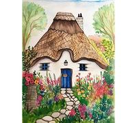 Artery8 The Cottage In The Forrest Flowers Folk Art Extra Large XL Wall Art Poster Print