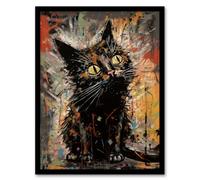 Wall Art Print The Curious Black Cat Painting By Tom Jones Art Framed Artery8 Multi A4
