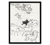 Artery8 The Dogs Art Nouveau Drawing Pierre Bonnard Framed Wall Art Print in White | Size: A3 Artery8 White A3