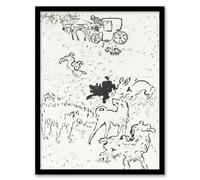 Artery8 The Dogs Art Nouveau Drawing Pierre Bonnard Framed Wall Art Print in White | Size: A4 Artery8 White A4