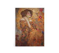 Artery8 The Dreamer Klimt Inspired Woman Portrait Canvas Wall Art Print in Brown | Size: W12" x H16" Artery8 Brown W12" x H16"