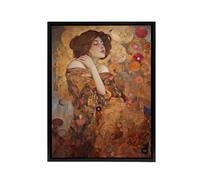 Artery8 The Dreamer Klimt Inspired Woman Portrait Framed Canvas Wall Art Print in Brown | Size: W12" x H16" Artery8 Brown W12" x H16"