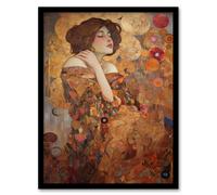 The Dreamers Gustav Klimt Inspired Portrait Of A Woman Artwork Framed Wall Art Print A4 Artery8 Black A4