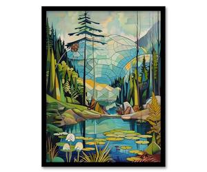 Artery8 The Eden Project Eco Dome Stylised Painting Hippy Living Room Artwork Framed Wall Art Print A4