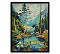 Artery8 The Eden Project Eco Dome Stylised Painting Hippy Wall Art Print - A4 Size