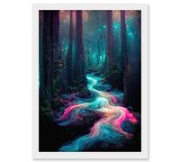 The Enchanted Forest Magical Fantasy River Artwork Framed Wall Art Print A4 Artery8 White One Size