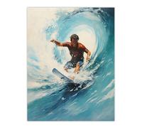 Artery8 The Endless Summer Surfers Crest Of The Wave Artwork Unframed Wall Art Print Poster Home Decor Premium | Size: W12" x H16" Artery8 Multicolor W12" x H16"