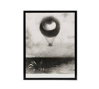 Artery8 The Eye Like a Strange Balloon Redon Black Framed Canvas Wall Art in Grey | Size: W18" x H24" Artery8 Grey W18" x H24"