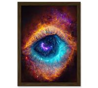Artery8 The Eye Of God Vibrant Luminescent Space Nebula All Seeing Artwork Framed Wall Art Print A4 in Brown Artery8 Brown