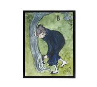 Artery8 The False Step Watercolour Painting Bonnard Black Framed Canvas Art in Green | Size: W24" x H32" Artery8 Green W24" x H32"