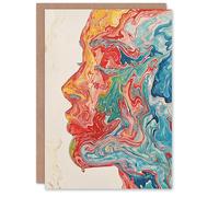 Artery8 The Flow Within Colourful Psychedelic Portrait Blank For Him Or Her Art Birthday Card
