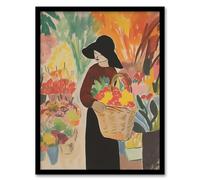 Artery8 The Flower Stall Danish Pastel Aesthetic Market Matisse Style Dutch Colourful Artwork Framed Wall Art Print A4