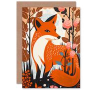 Artery8 The Fox and Rose Bush for Wife Her Mum Sister Daughter Mom Gran Nan Birthday Thank You Mothers Day Blank Art Greeting Card