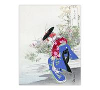 Artery8 The Fox Spirit Geisha Dance Vintage Japan Wall Art Print Gekko | Size: W18" x H24" Artery8 Multicolor W18" x H24"