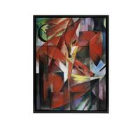 Artery8 The Foxes Colourful Abstract Black Framed Canvas Wall Art Print 24X32 Artwork By Franz Marc : Bold Fox Composition Perfect For Hallway Or Study Showcasing Geometry Colour And Modern Energy