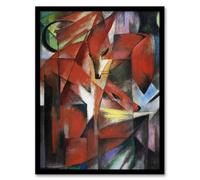 Artery8 The Foxes Colourful Abstract Wall Art Print Framed Poster 12x16 inch Artwork By Franz Marc : Bold Fox Composition Perfect For Hallway Or Study Showcasing Geometry Colour And Modern Energy