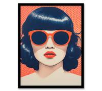 Artery8 The Futures Too Bright Sofia Francis No 1 Coral On Midnight Blue Portrait Sunglasses Artwork Painting Art Print Framed Poster Wall Decor Artery8 Black A4