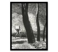 Artery8 The Gambler Charcoal Painting Redon Vintage Framed Wall Art Print in Grey | Size: A4 Artery8 Grey A4