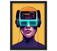 Artery8 The Gamer Streaming VR Headset Retro Futurist Kids Artwork Framed Wall Art Print A4 in Black Artery8 Black