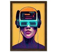 The Gamer Streaming VR Headset Retro Futurist Kids Artwork Framed Wall Art Print A4 Artery8 Brown One Size