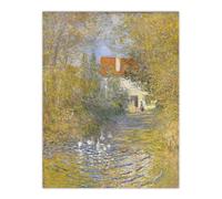 Artery8 The Geese Impressionist Painting Large Wall Art Poster Print 18X24 Inch Artwork By Claude Monet : Farmyard Nature Painting Brightening Kitchen Or Dining Room Rustic Decorative Touch