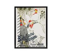 Artery8 The German Babylon Novel Advert Framed Canvas Wall Art Print Lautrec in White | Size: W12" x H16" Artery8 White W12" x H16"