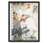 Artery8 The German Babylon Novel Advert Vintage Framed Wall Art Print Lautrec in White | Size: A4 Artery8 White A4