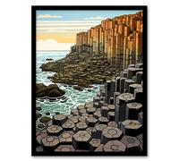 Artery8 The Giants Causeway Artwork Ireland Coastal Cliffs Volcanic Formation Irish Sea Artwork Framed Wall Art Print A4
