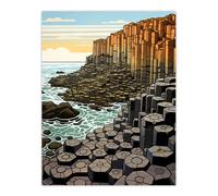 Artery8 The Giants Causeway Artwork Ireland Coastal Cliffs Volcanic Formation Irish Sea Large Wall Unframed Art Poster Print Thick Paper 18X24 Inch Artery8 Multicolor W18" x H24"