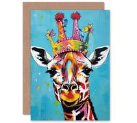 Artery8 The Giraffe Princess Custom Greeting Card Personalised Message Inside for Child Children Kids Birthday Congratulations Wife Mum