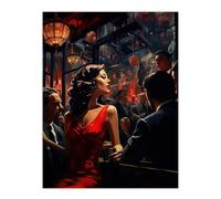Wall Art Print The Girl In The Red Dress Film Noir Jazz Bar Nightclub Vintage Poster Artery8 Multi W18 inch x H24 inch