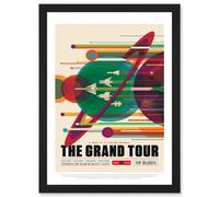 Artery8 The Grand Tour Nasa Space Tours Travel Jupiter Saturn Uranus Neptune Artwork Framed Wall Art Print A4 in Black Artery8 Black