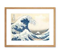 Artery8 The Great Wave Off-Kanagawa Japan Mount Fuji Sea Storm Hokusai Ukiyo-e Print Framed Wall Art Print Picture 12X16 inch in Light Oak Artery8 Light Oak