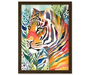 Artery8 The Hidden Tiger Folk Art Artwork Framed A3 Wall Art Print