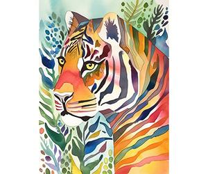 Artery8 The Hidden Tiger Folk Art Large Wall Art Poster Print Thick Paper 18X24 Inch