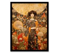 The Girl In The Dandelion Dream By Dianne Knope Klimt William Morris Inspired Style Wildflower Meadow Artwork Framed Wall Art Print A4 Artery8 Black A4