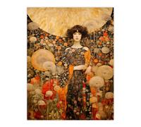 Artery8 The Girl In The Dandelion Dream By Dianne Knope Klimt William Morris Inspired Style Wildflower Meadow Unframed Wall Art Print Poster Home Decor Premium