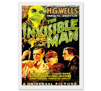 The Invisible Man Hg Wells Classic Horror Sci Fi USA A4 Artwork Framed Wall Art Print Artery8 White One Size