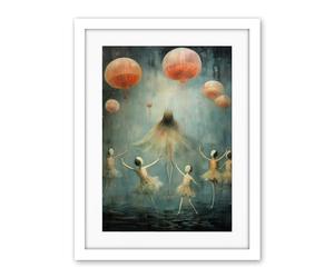 Artery8 The Jellyfish Ballet Whimsical Surreal Underwater Dance Artwork Framed Wall Art Print 18X24 Inch