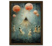 Artery8 The Jellyfish Ballet Whimsical Surreal Underwater Dance Artwork Framed Wall Art Print A4