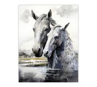 The Kelpies Reimagined Watercolour Artwork Myth Legend Scotland Celtic Unframed Wall Art Print Poster Home Decor Premium Artery8 Multi W24 inch x H32 inch