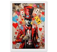 Wall Art Print The King of Hearts Modern Magician Magical Artwork Playing Cards Artwork Framed A4 Artery8 White A4