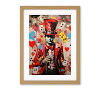 Artery8 The King of Hearts Modern Magician Magical Artwork Playing Cards Artwork Framed Wall Art Print 18X24 Inch