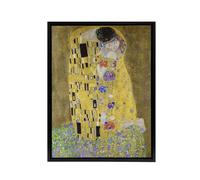 Artery8 The Kiss Iconic Couple Painting Framed Canvas Wall Art Print Klimt in Gold | Size: W18" x H24" Artery8 Gold W18" x H24"